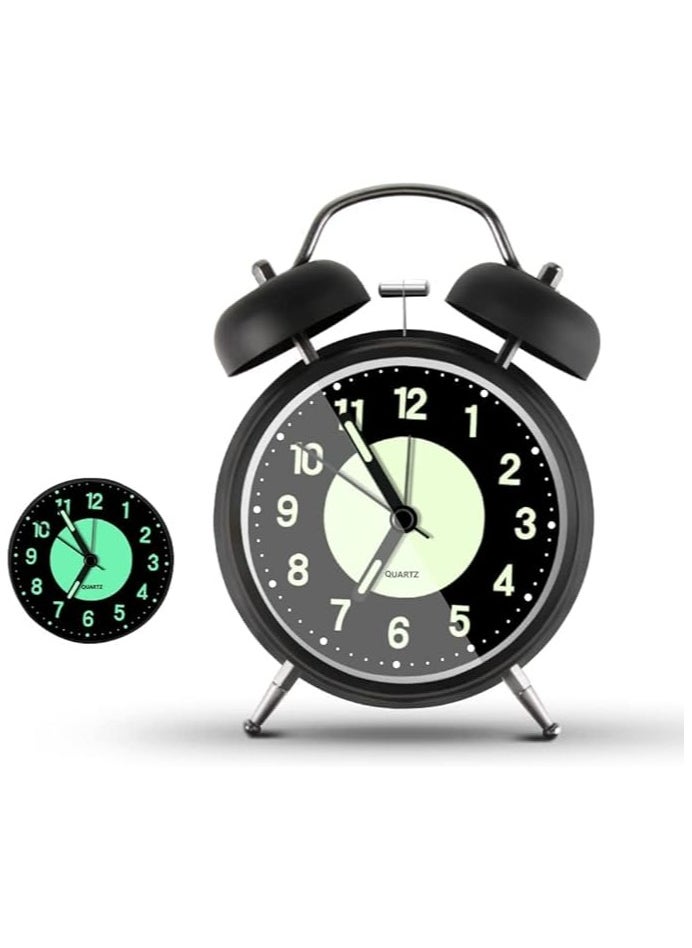 Generic - Twin Bell Alarm Clock, Loud Alarm Clock with Backlight, Silent Clock for Bedroom Home or Office, Great for Heavy Sleepers - Image 1