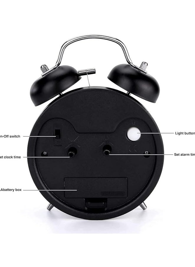 Generic - Twin Bell Alarm Clock, Loud Alarm Clock with Backlight, Silent Clock for Bedroom Home or Office, Great for Heavy Sleepers - Image 1
