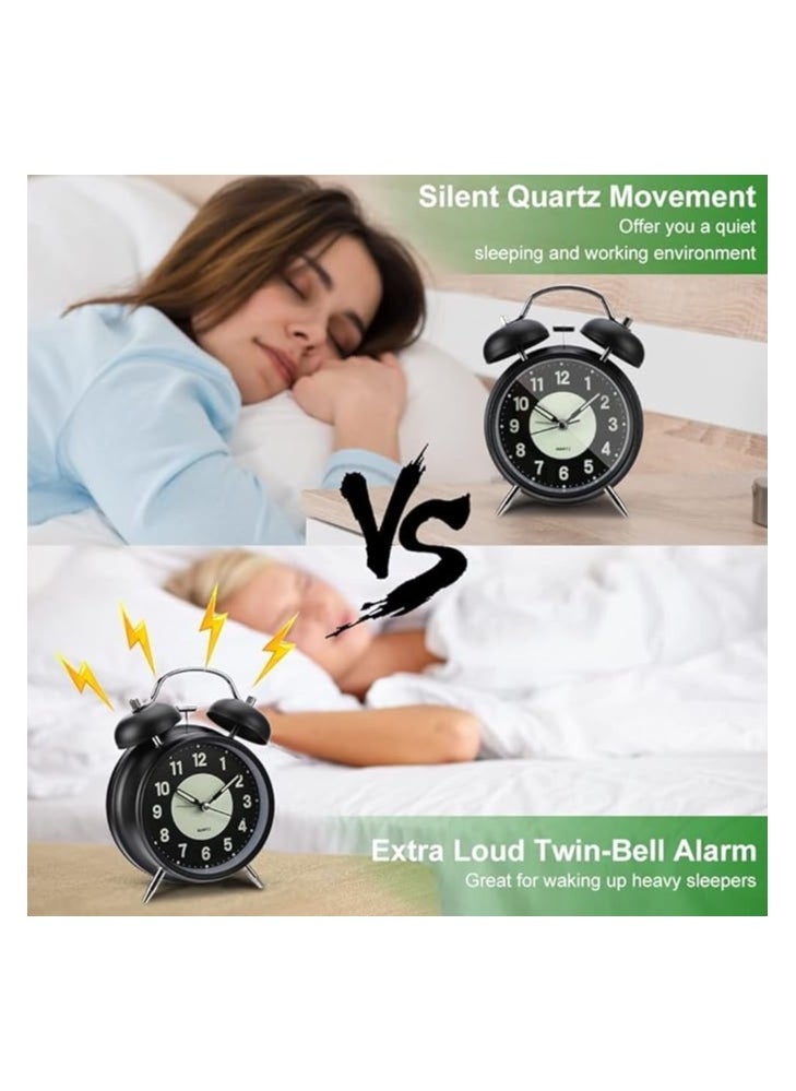 Generic - Twin Bell Alarm Clock, Loud Alarm Clock with Backlight, Silent Clock for Bedroom Home or Office, Great for Heavy Sleepers - Image 1