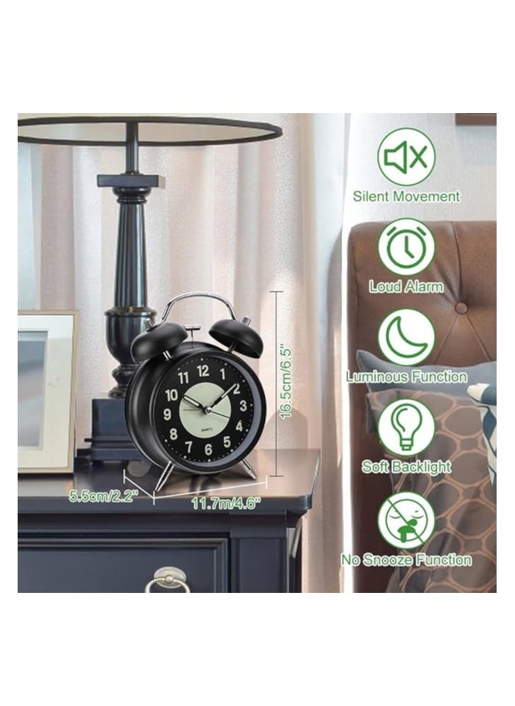 Generic - Twin Bell Alarm Clock, Loud Alarm Clock with Backlight, Silent Clock for Bedroom Home or Office, Great for Heavy Sleepers - Image 1