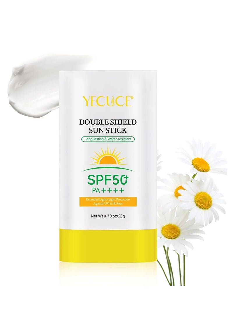 Yecuce Double Shield Sun Stick with SPF 50+ & PA++++ Invisible Sunscreen Stick Long Lasting & Water Resistant Moisturizing Fast Absorbing UV & IR Rays Protection Sunscreen Cream Stick 20G  - Image 2