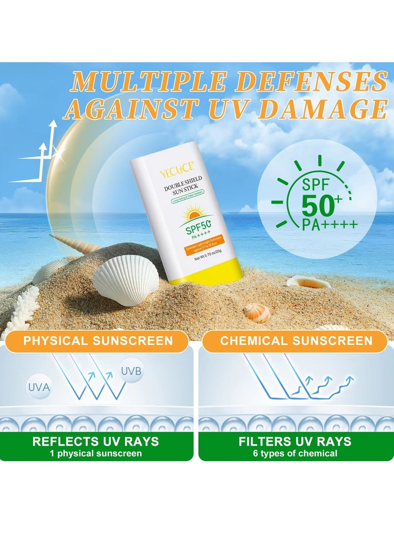 Yecuce Double Shield Sun Stick with SPF 50+ & PA++++ Invisible Sunscreen Stick Long Lasting & Water Resistant Moisturizing Fast Absorbing UV & IR Rays Protection Sunscreen Cream Stick 20G  - Image 4