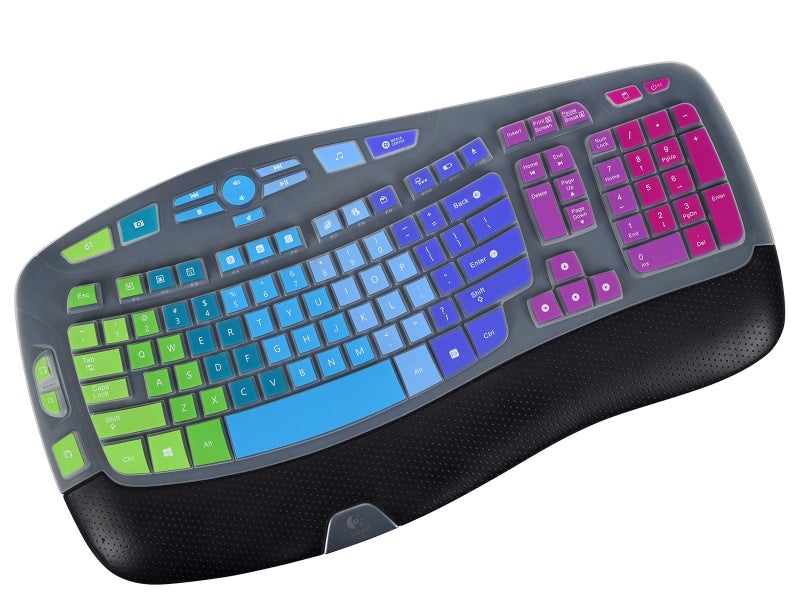 LEZE Keyboard Cover for Logitech K350 MK570 MK550 Wireless Wave Keyboard, Logitech K350 Wireless Wave Keyboard Accessories, Logitech K350 Keyboard Skin Protector - Rainbow - Image 1