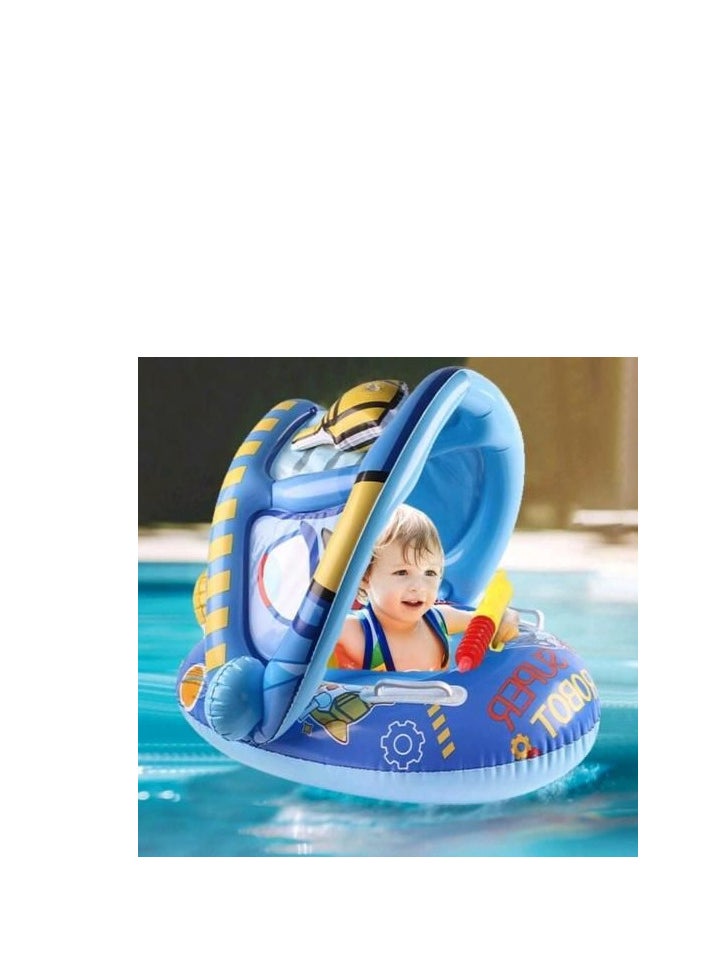 Generic Baby Swimming Float with Canopy Sun Protection 70cm (blue)  - Image 3