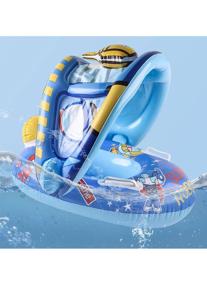 Generic Baby Swimming Float with Canopy Sun Protection 70cm (blue)  - Image 1