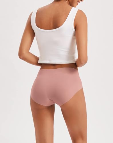 INNERSY Women's Seamless No Show Hipster Panties Invisible Light Underwear 3-Pack(Black/Brick Red/Nude,Medium) - Image 3