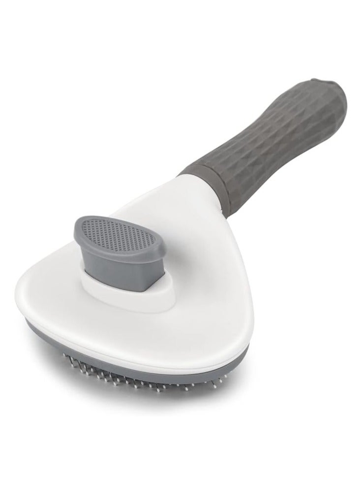 Depets Self Cleaning Slicker Brush, Dog Cat Bunny Pet Grooming Shedding Brush - Easy to Remove Loose Undercoat, Pet Massaging Tool Suitable for Pets with Long or Short Hair Gray - Image 1