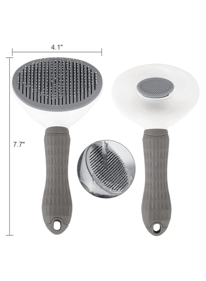 Depets Self Cleaning Slicker Brush, Dog Cat Bunny Pet Grooming Shedding Brush - Easy to Remove Loose Undercoat, Pet Massaging Tool Suitable for Pets with Long or Short Hair Gray - Image 4