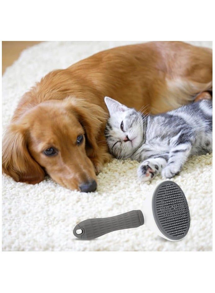 Depets Self Cleaning Slicker Brush, Dog Cat Bunny Pet Grooming Shedding Brush - Easy to Remove Loose Undercoat, Pet Massaging Tool Suitable for Pets with Long or Short Hair Gray - Image 5