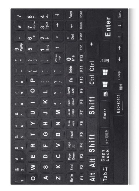 Universal Replacement English Keyboard Stickers Full Set of US Keyboard Stickers Black Background with White Lettering for Computer Laptop Notebook Desktop Keyboard