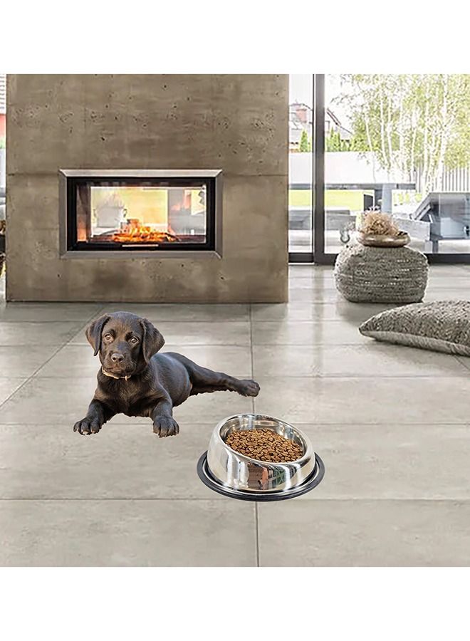 MAJIBAO Dog Food Feeder Round Bowl with Sloppy Cut, Strong SS Material, Small Size Bowl for Small Size Pets, Rubber or Silicon Grip for No Sliding, Bowl Diameter 16 Cm  - Image 2