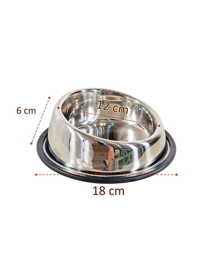MAJIBAO Dog Food Feeder Round Bowl with Sloppy Cut, Strong SS Material, Small Size Bowl for Small Size Pets, Rubber or Silicon Grip for No Sliding, Bowl Diameter 16 Cm  - Image 3