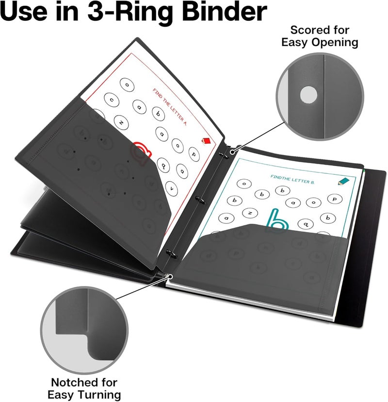 Dunwell 2-Pocket Folders with Pockets, (3-Pack, Black) 3-Hole Punched Binder Folders Colored Plastic Folders for 3 Ring Binder, Poly 2 Pocket Folders for School, Includes Labels - Image 4