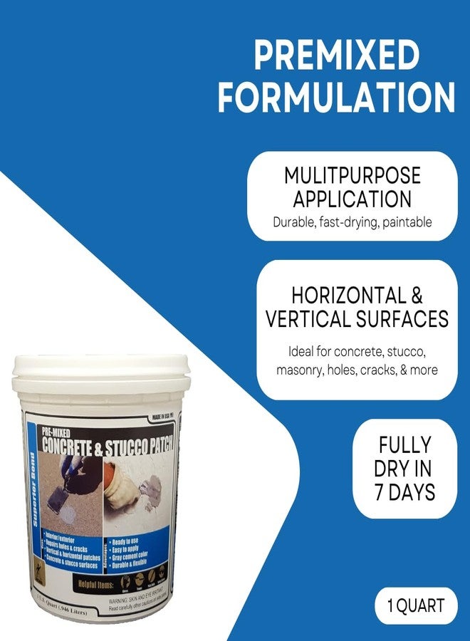 Akona Pre-Mixed Concrete and Stucco Patch - Patching Material for Exterior and Interior Use, Repair Walls, Floors, Holes, Cracks, and More, Gray Paste, Ready to Use (1 Quart, 1) - Image 2
