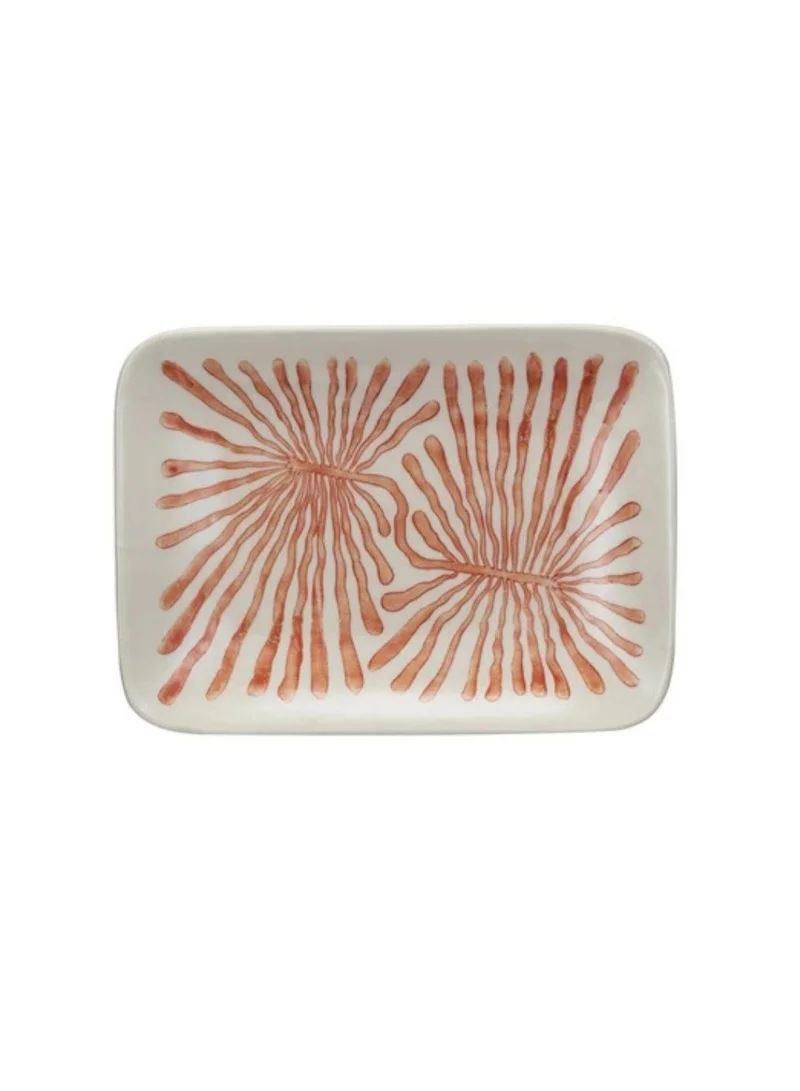 The Saffron Souk Hand-painted Red Abstract Stoneware Plate