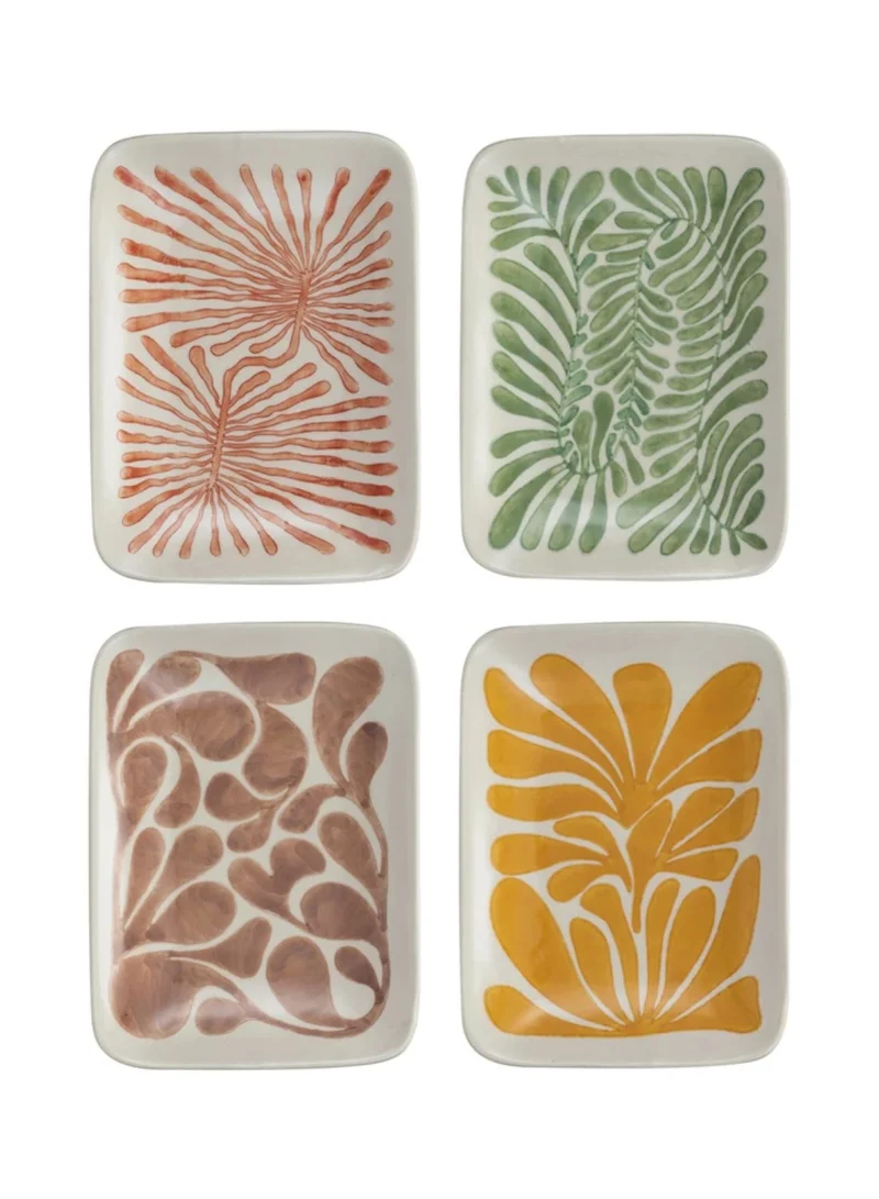 The Saffron Souk Hand-painted Red Abstract Stoneware Plate