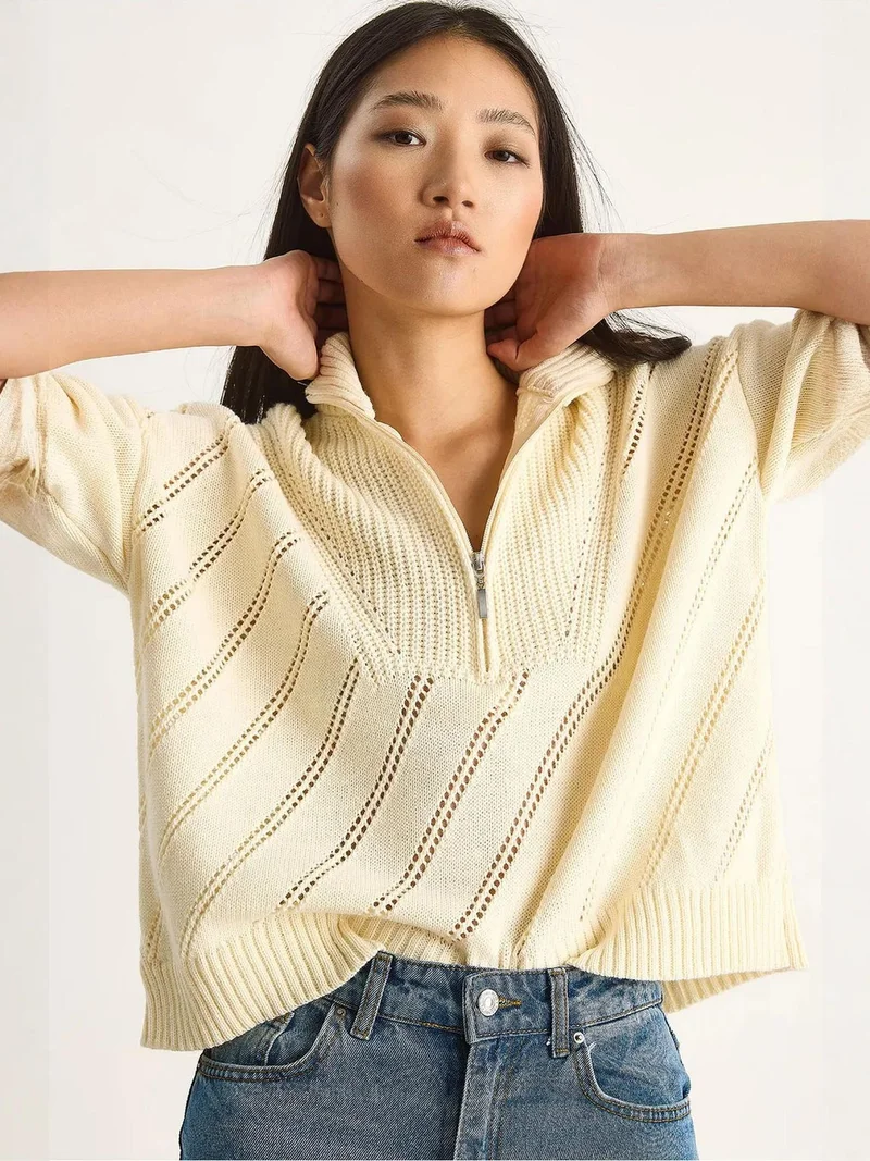 بيانكو لوتشي بلوفر محبوك بياقة بسحاب بقصة مريحة من لوكسي