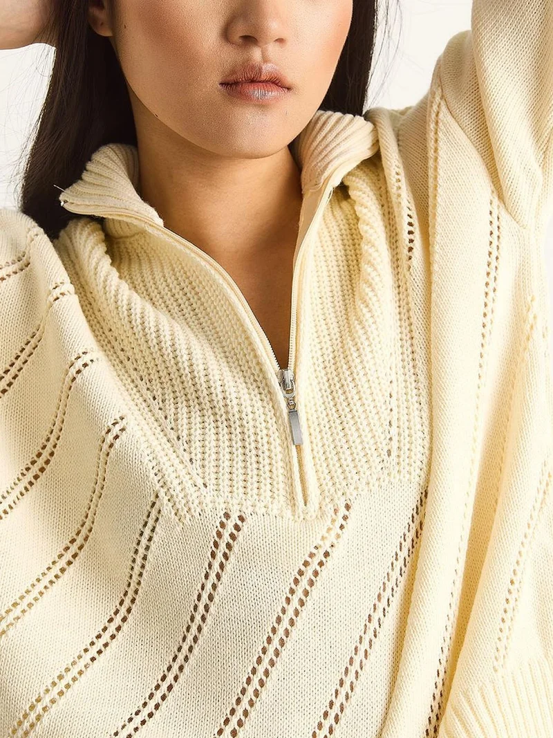 بيانكو لوتشي بلوفر محبوك بياقة بسحاب بقصة مريحة من لوكسي