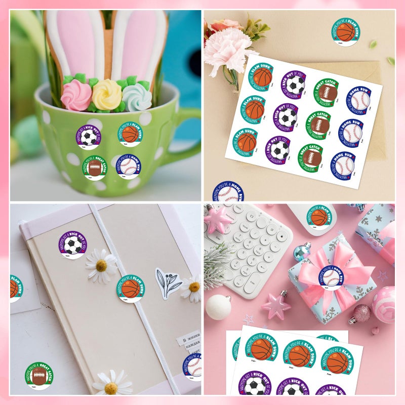 FaCraft 72PCS Happy Valentine's Day Stickers - Sports Valentines for Kids Boys Stickers Labels 1.5" Sports Sticker Valentine's Day Gift Tags Valentines Label for Envelope Seals Card Box Party Favor - Image 5