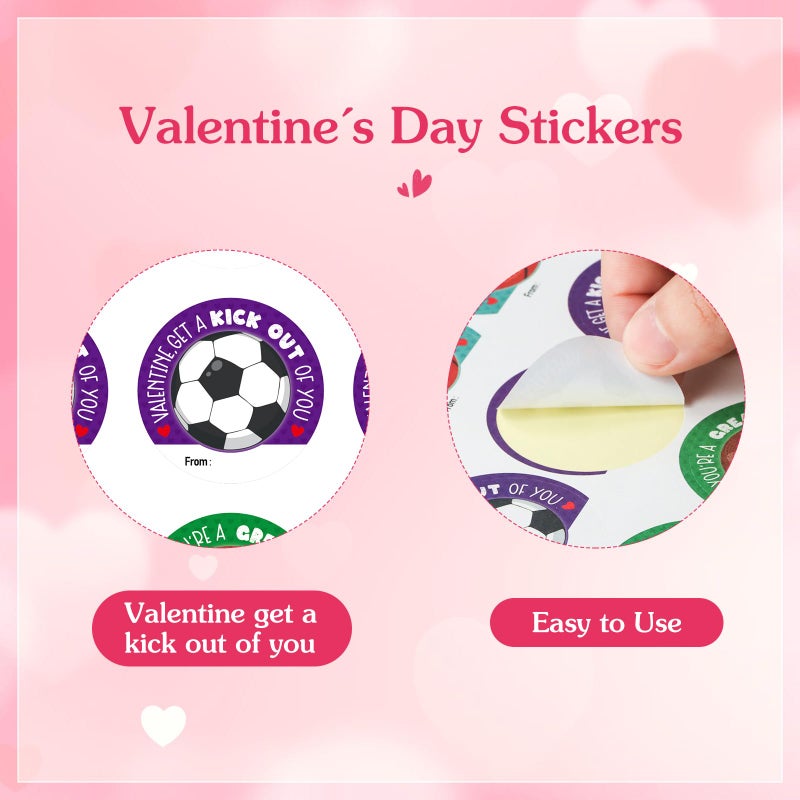FaCraft 72PCS Happy Valentine's Day Stickers - Sports Valentines for Kids Boys Stickers Labels 1.5" Sports Sticker Valentine's Day Gift Tags Valentines Label for Envelope Seals Card Box Party Favor - Image 4
