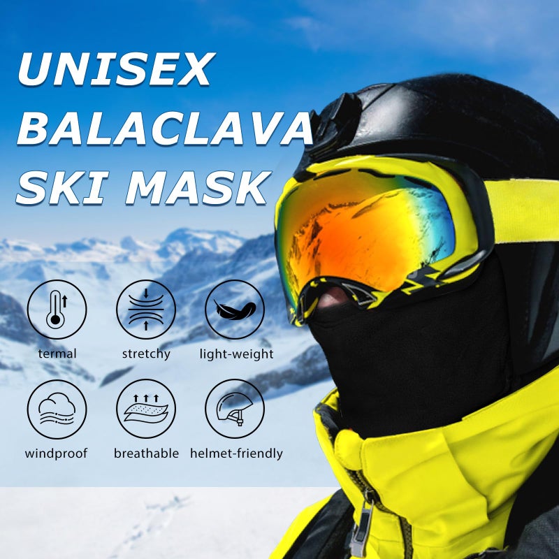 rooyvany 2 Pack Fleece Balaclava Ski Mask for Men&Women,Warm/Soft/Windproof/Lightweight Winter Face Mask for Skiing/Snowboarding/Cycling (Black/Black) - Image 2