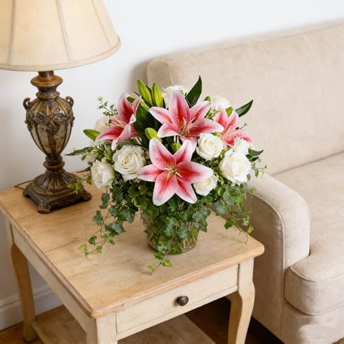 Kimura's Cabin 6Pcs Tiger Lily Artificial Flowers Real Touch Fake Lilies with Stems Faux Lilies Bouquet for Wedding Floral Arrangements Easter Home Table Centerpiece Office Decor(Pink - Image 4