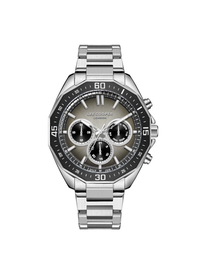 Lee Cooper Lee Cooper Men's Watch, Multi Function Display and Metal Strap - LC08021.350, Silver 