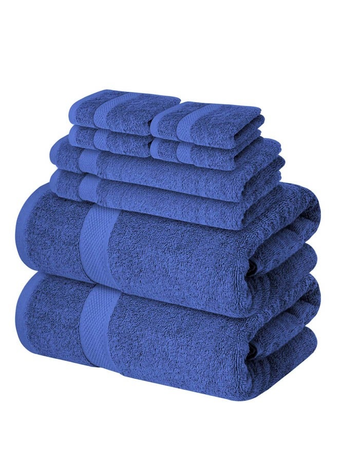كينغستون طقم مناشف حمام كينجستون عالية الجودة عالية الامتصاص، 2 منشفة حمام، 2 منشفة يد و4 قطع قماش للغسيل، مجموعة مكونة من 8 قطع باللون الأزرق - Image 2