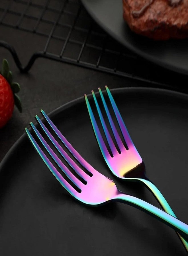 Atharved Rainbow Cutlery Set – Stainless Steel Multicolor Utensils for Dining & Kitchenware | Forks, Spoons & Knives | Stylish Flatware Set for Home & Parties - Image 4