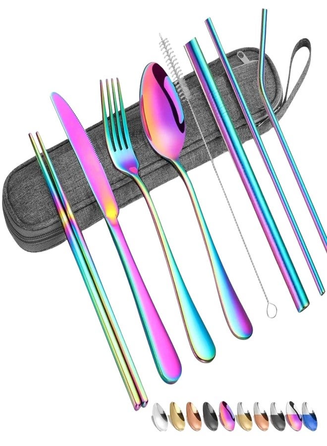 Atharved Rainbow Cutlery Set – Stainless Steel Multicolor Utensils for Dining & Kitchenware | Forks, Spoons & Knives | Stylish Flatware Set for Home & Parties - Image 1