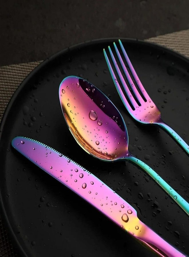 Atharved Rainbow Cutlery Set – Stainless Steel Multicolor Utensils for Dining & Kitchenware | Forks, Spoons & Knives | Stylish Flatware Set for Home & Parties - Image 3