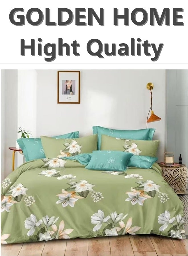 GOLDEN HOME Summer Breeze King Size Duvet Cover Set: 1 Lightweight Duvet Cover + 4 Pillow Covers + 1 Moisture-Wicking Fitted Sheet