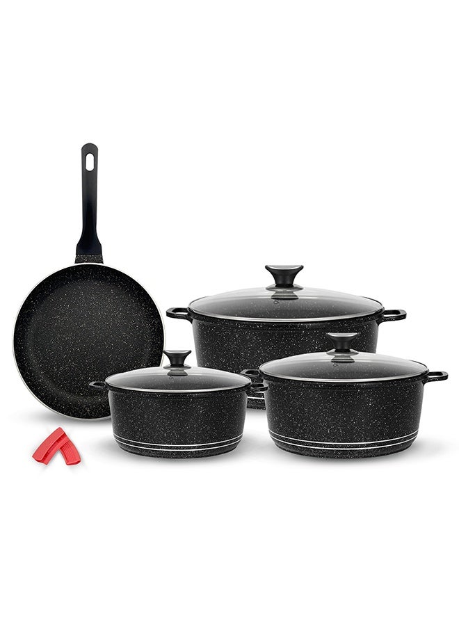 SONEX Granita 9-Piece Non-Stick Cookware Gift Set – Marble Coated Die-Cast Aluminium Pots with Lids & Fry Pan, Durable, Easy to Clean, Scratch-Resistant, 2L to 9L Cooking Capacity - Image 1