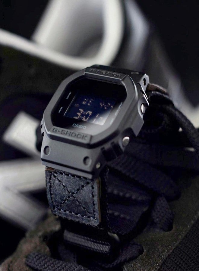 DAVILANE 16mm Watch Band Strap for Casio Mens G-Shock DW5600/6900/8900,GA100/110/120,GD100/110/120,GW6900,GDF-100,Upgraded Three Buckles Nylon Watch Band, 16mm, Leather, Nylon, no - Image 2