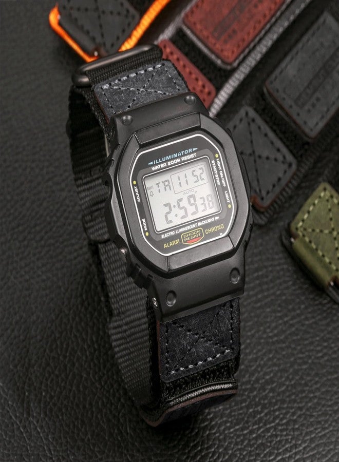 DAVILANE 16mm Watch Band Strap for Casio Mens G-Shock DW5600/6900/8900,GA100/110/120,GD100/110/120,GW6900,GDF-100,Upgraded Three Buckles Nylon Watch Band, 16mm, Leather, Nylon, no - Image 4