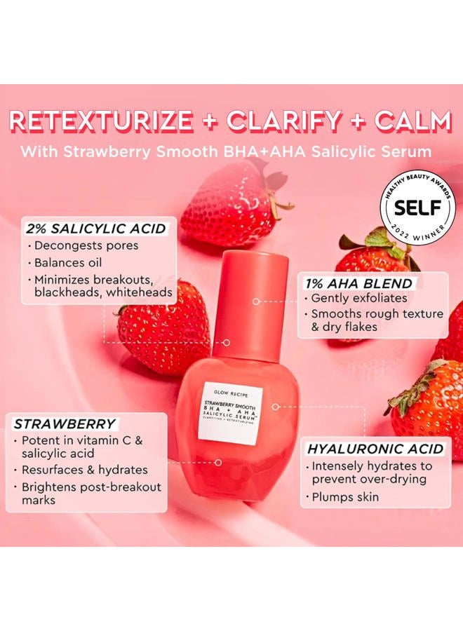 GLOW RECIPE Strawberry Smoothing Salicylic Acid Serum - Blemish Clarifying Skin Care, AHA BHA Exfoliant + Pore Minimizer + Plumping Hyaluronic Acid + Brightening Allantoin - Korean Face Serum, 30ml - Image 3