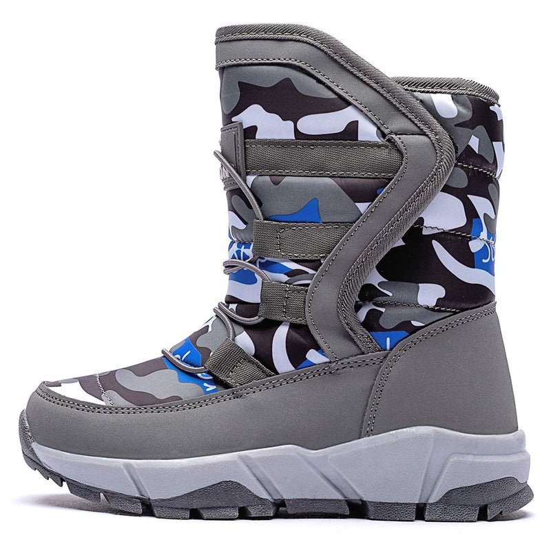 GUBARUN Boys Snow Boots Kids Outdoor Warm Shoes Waterproof (Grey,5.5) - Image 3