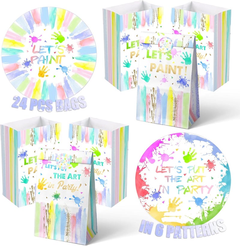 Outego 24 Art Birthday Party Favor Bags Painting Goodie Bags Rainbow Pastel Colorful Paint Party Favors for Kids Painting Birthday Party Decoration - Image 2