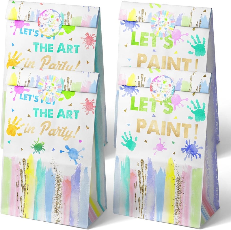 Outego 24 Art Birthday Party Favor Bags Painting Goodie Bags Rainbow Pastel Colorful Paint Party Favors for Kids Painting Birthday Party Decoration - Image 1