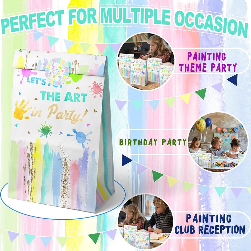 Outego 24 Art Birthday Party Favor Bags Painting Goodie Bags Rainbow Pastel Colorful Paint Party Favors for Kids Painting Birthday Party Decoration - Image 4