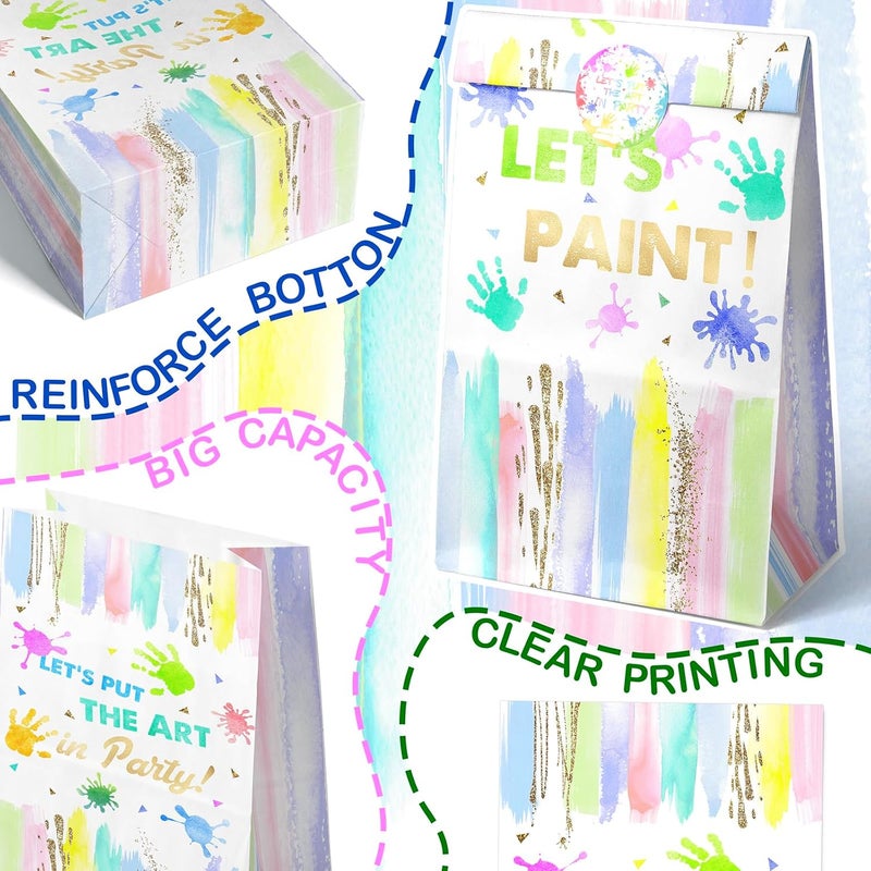 Outego 24 Art Birthday Party Favor Bags Painting Goodie Bags Rainbow Pastel Colorful Paint Party Favors for Kids Painting Birthday Party Decoration - Image 5