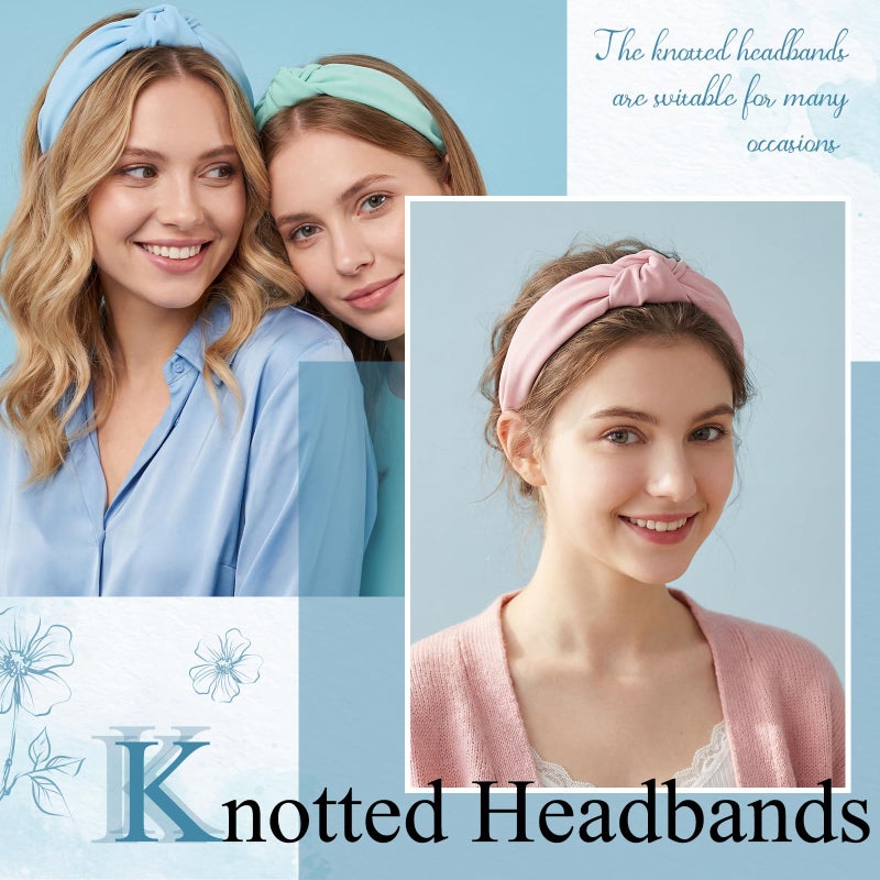 obeoby 8Pcs Girls Headbands, Knotted Headbands for Teen Girls Summer Outdoor Outfit Light Multicolor Series Easter Basket Stuffers Hair Accessories Trendy Stuff - Image 5