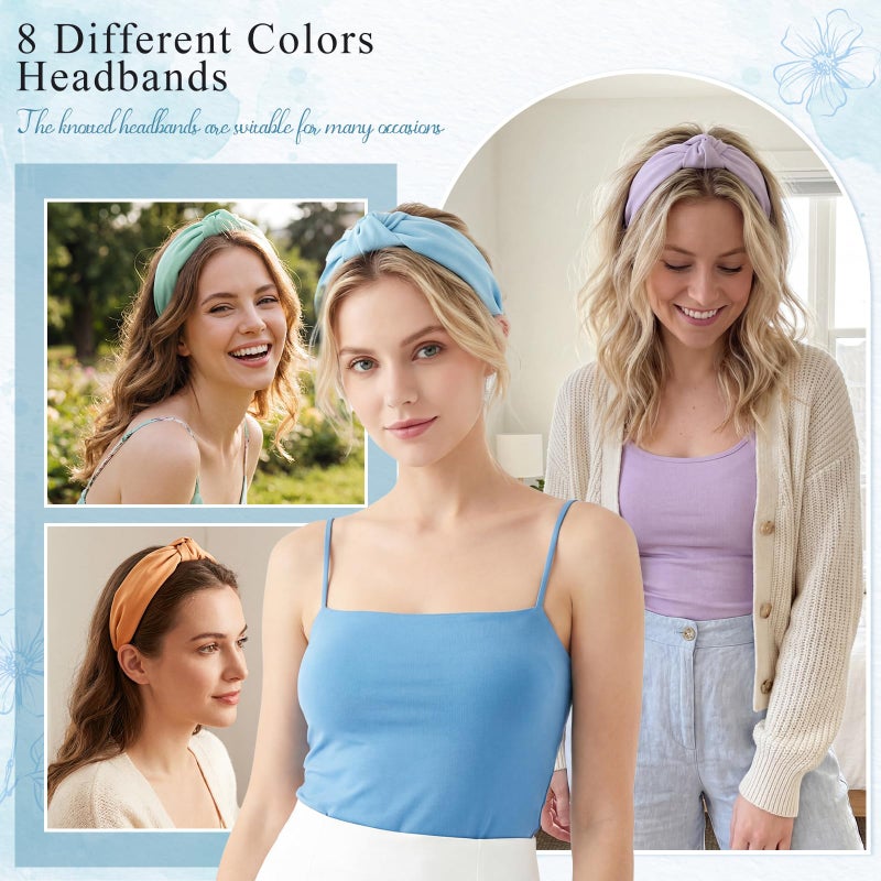 obeoby 8Pcs Girls Headbands, Knotted Headbands for Teen Girls Summer Outdoor Outfit Light Multicolor Series Easter Basket Stuffers Hair Accessories Trendy Stuff - Image 4