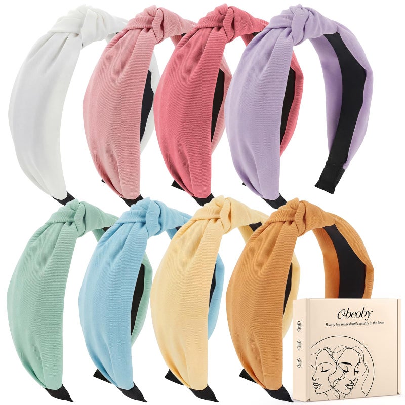 obeoby 8Pcs Girls Headbands, Knotted Headbands for Teen Girls Summer Outdoor Outfit Light Multicolor Series Easter Basket Stuffers Hair Accessories Trendy Stuff - Image 1