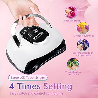 Beenle 280W UV LED Nail Lamp Fast Nail Curing Lamps for Home Salon 66 Beads Dryer for Gel Polish with Automatic Sensor4 Timer Setting Handle Professional Art Tools - Image 3