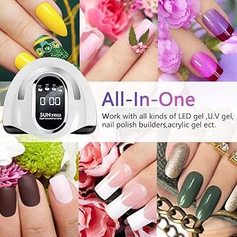 Beenle 280W UV LED Nail Lamp Fast Nail Curing Lamps for Home Salon 66 Beads Dryer for Gel Polish with Automatic Sensor4 Timer Setting Handle Professional Art Tools - Image 5