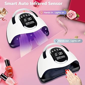 Beenle 280W UV LED Nail Lamp Fast Nail Curing Lamps for Home Salon 66 Beads Dryer for Gel Polish with Automatic Sensor4 Timer Setting Handle Professional Art Tools - Image 2