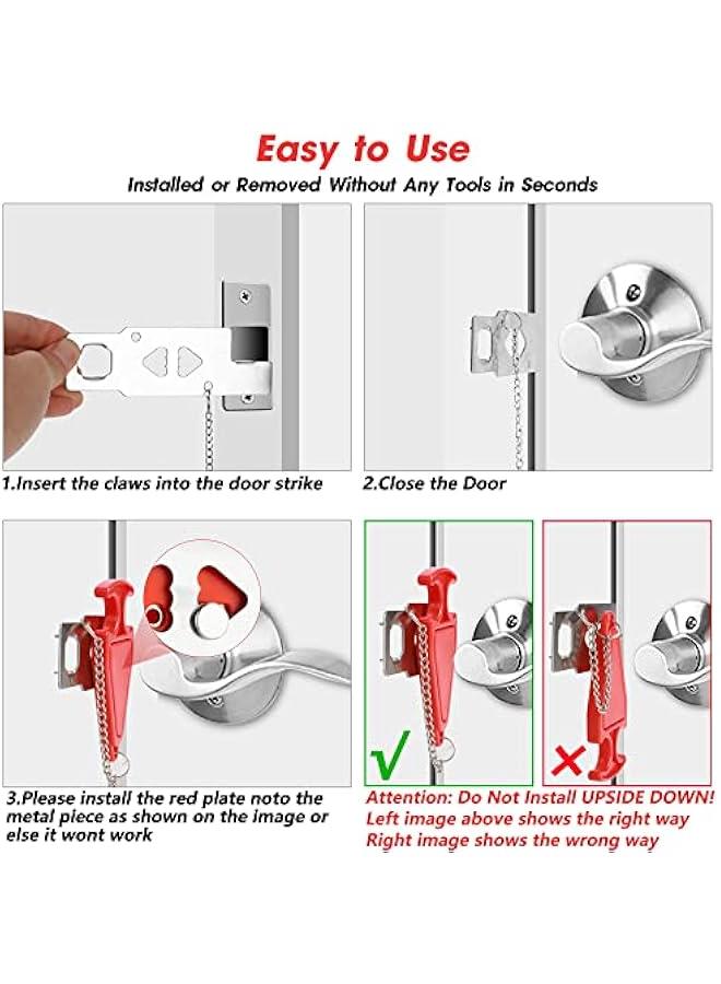 2-Pack Portable Door Lock, Home Security Door Locker Travel Lockdown Locks for Traveling Hotel Home Apartment - Image 5