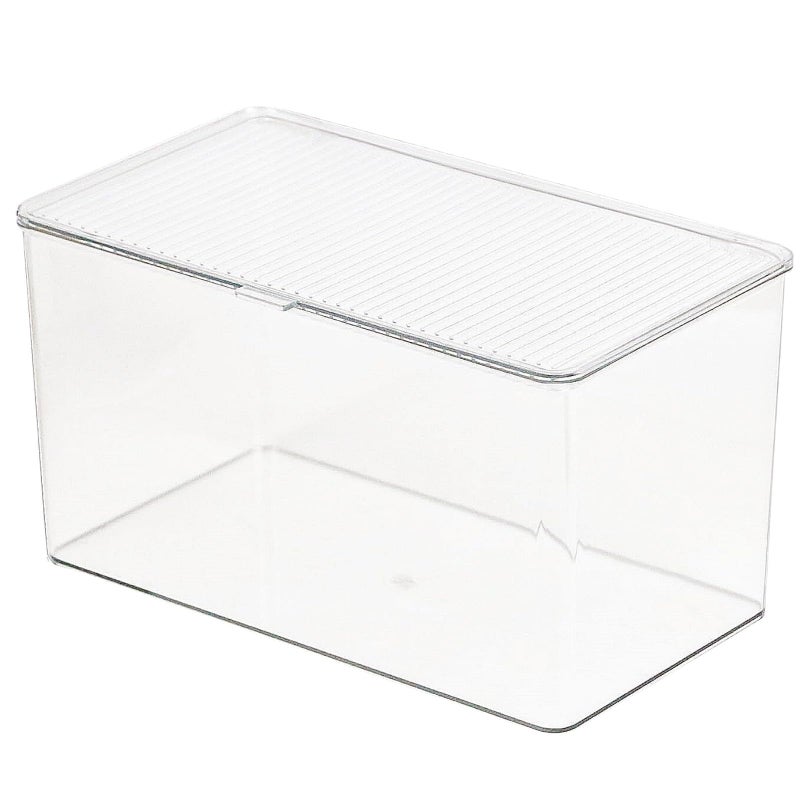 ZEXALOR Clear Plastic Storage Bin with Lid Organizer for Pantry Office Bathroom Kitchen Snack Tea Bag Coffee Container Large