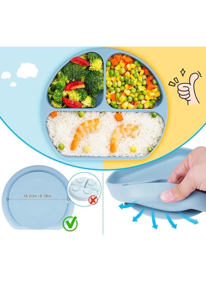 Eoptify 8 Pcs Silicone Baby Feeding Set, Baby Led Weaning Set, Feeding Supplies for Toddlers with Suction Bowl & Divided Plate, Adjustable Silicone Bib, Straw Cup with Spoon & Fork Self-Eating utensils set - Image 3